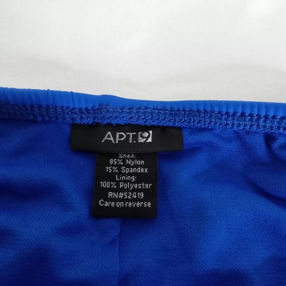 10 Apt. 9 Royal Cobalt Blue Ruched Ruffle Hem Swim Skirt Bottoms Swimsuit Bikini - Picture 3 of 7